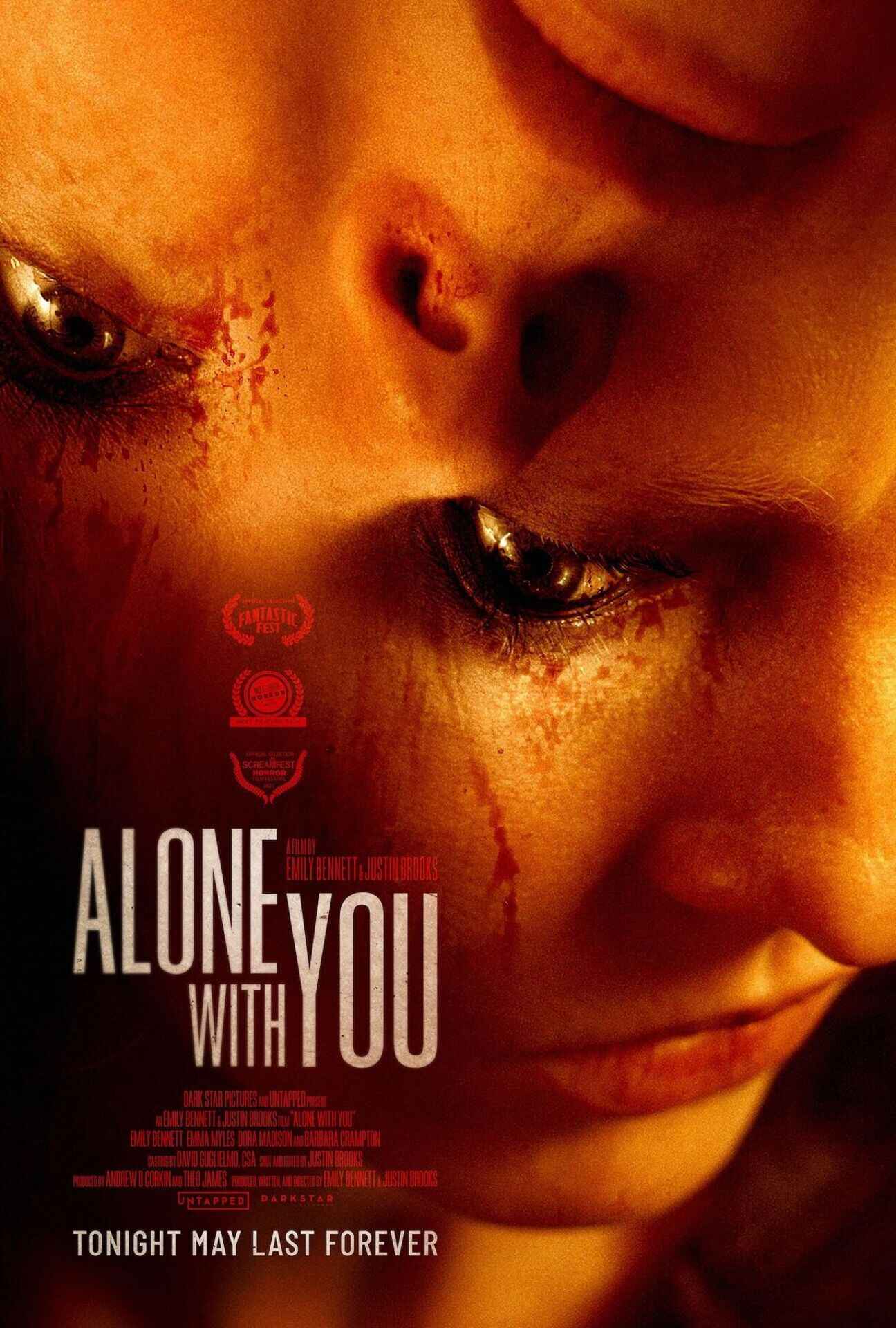 Theatrical poster for the horror film Alone With You, a Dark Star Pictures release.