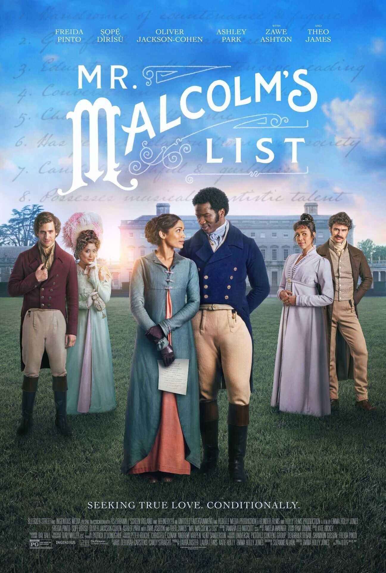 Theatrical poster for Mr. Malcolm's List. Photo courtesy of Bleecker Street.