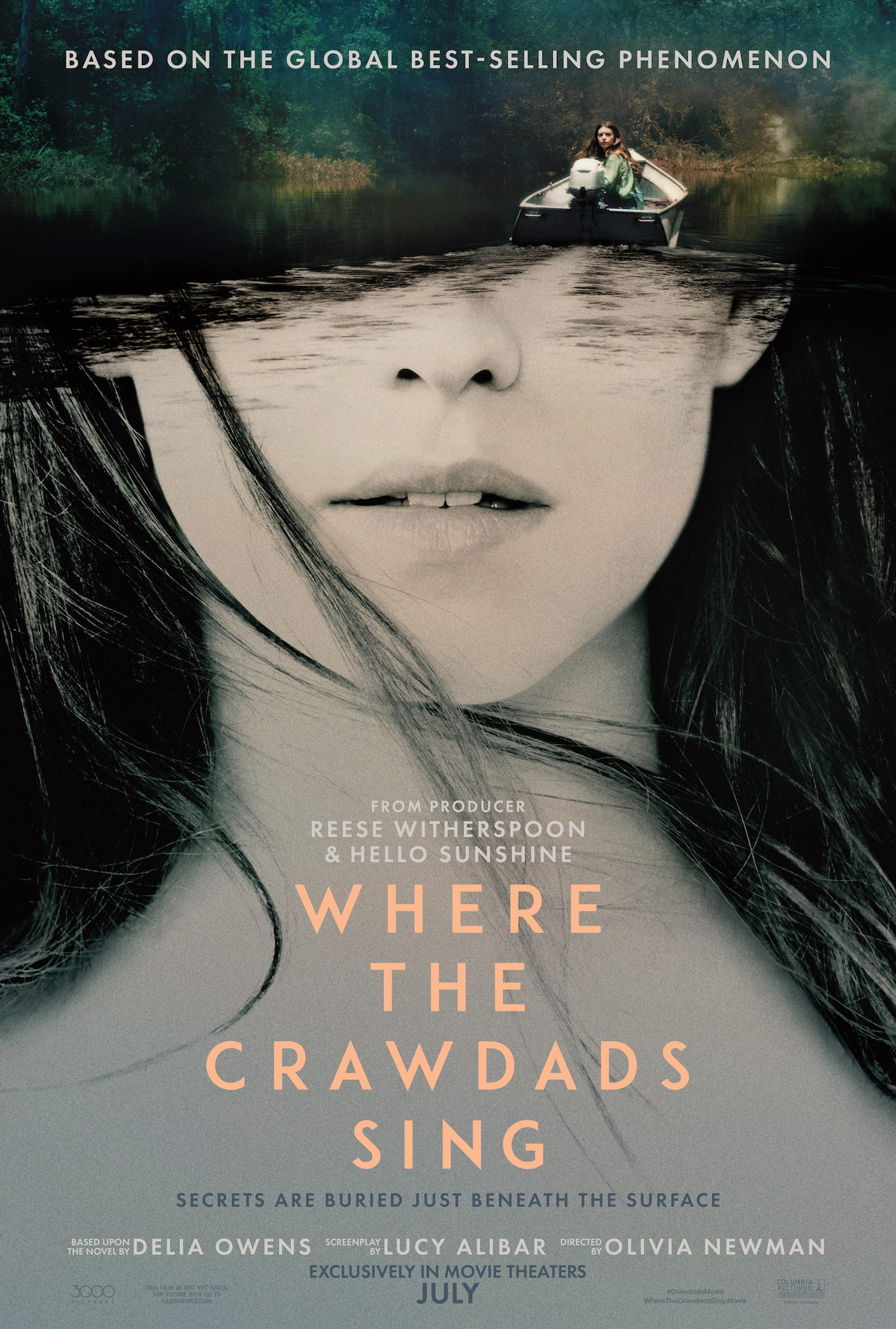 Theatrical poster for Where The Crawdads Sing. Image courtesy of Sony Pictures Releasing and Columbia PIcutres.