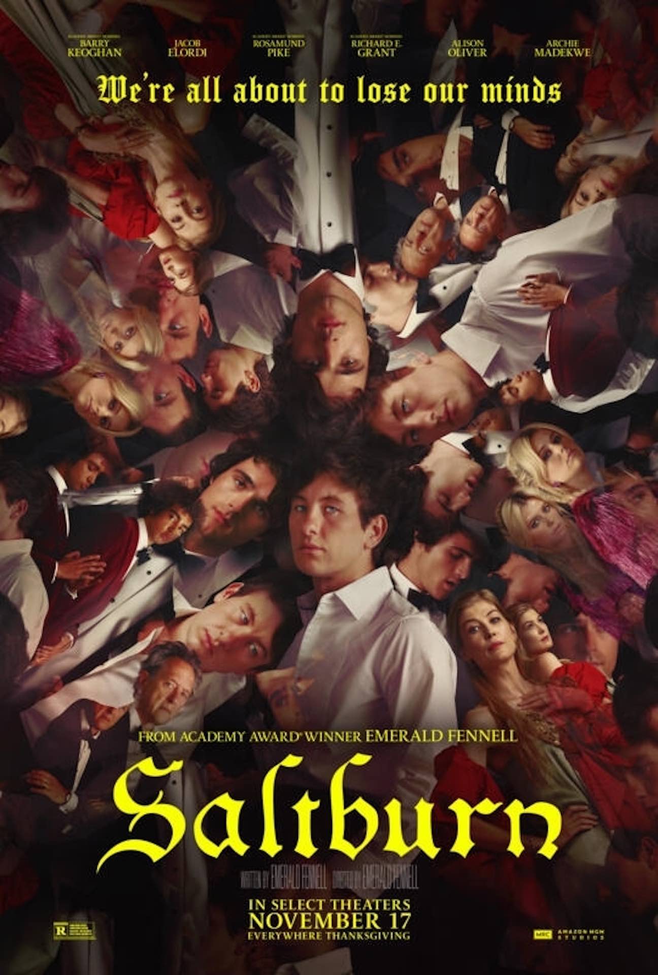 Key art for Saltburn, directed by Emerald Fennell. Image courtesy of MGM and Amazon Studios.
