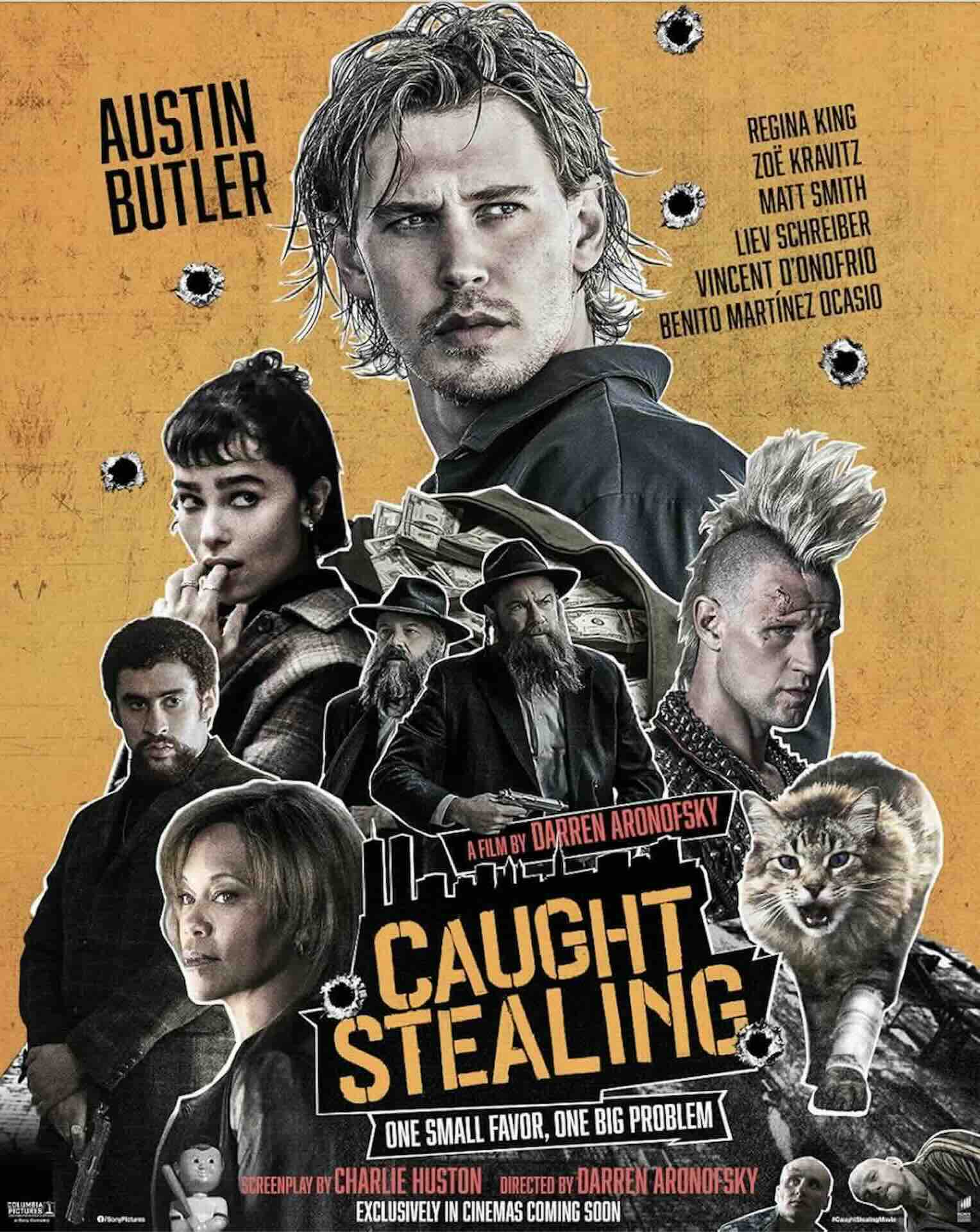 Theatrical poster for Caught Stealing. Image courtesy of Sony Pictures Releasing.